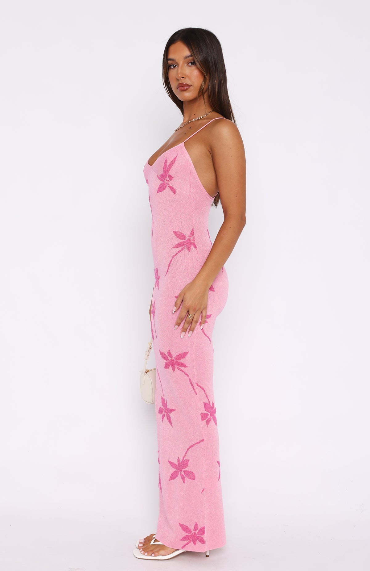 Trust Issues - Robe longue en maille rose