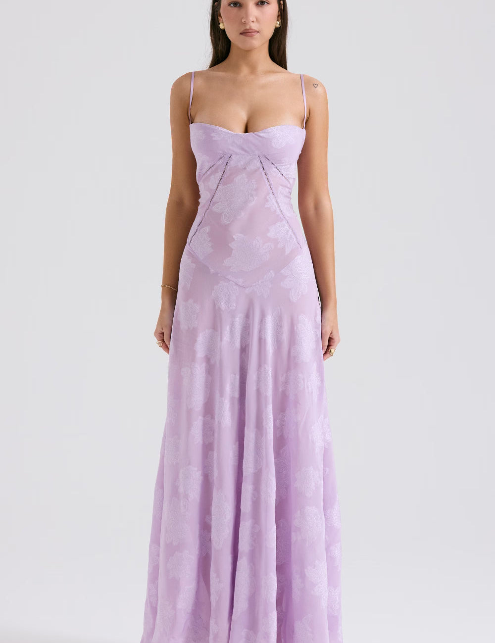 Adelaide - Robe longue jacquard à fines bretelles