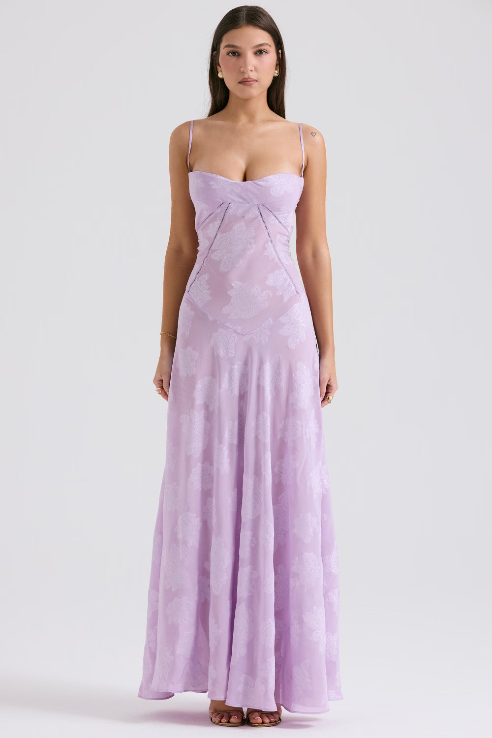 Adelaide - Robe longue jacquard à fines bretelles