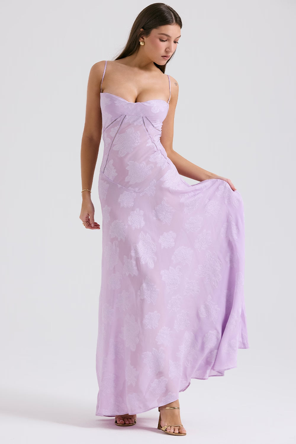 Adelaide - Robe longue jacquard à fines bretelles