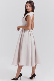 Stella - Robe midi structurée évasée