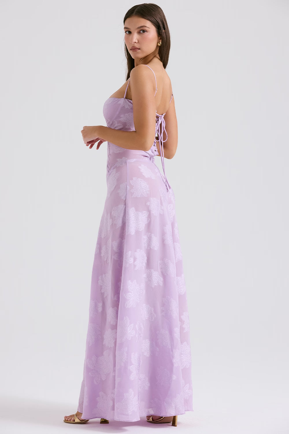 Adelaide - Robe longue jacquard à fines bretelles