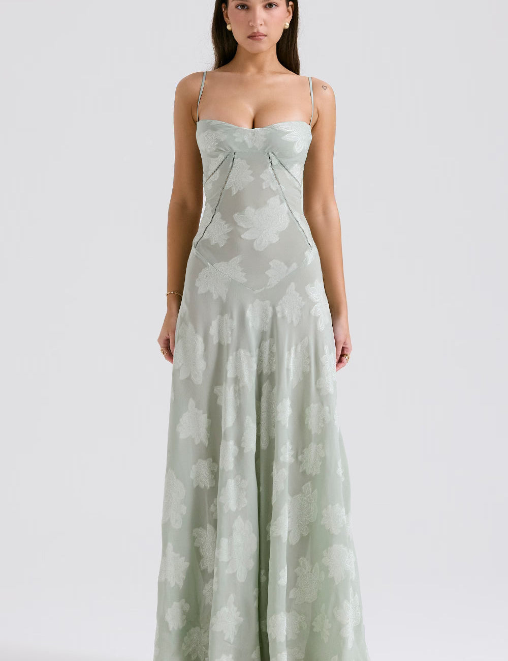 Adelaide - Robe longue jacquard à fines bretelles