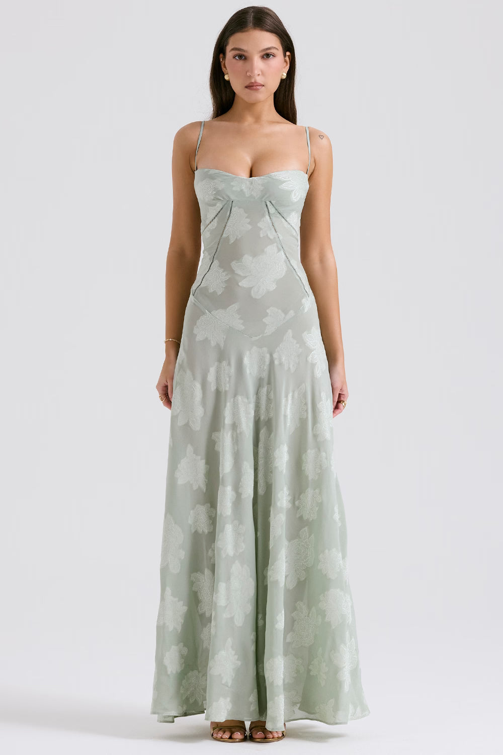 Adelaide - Robe longue jacquard à fines bretelles