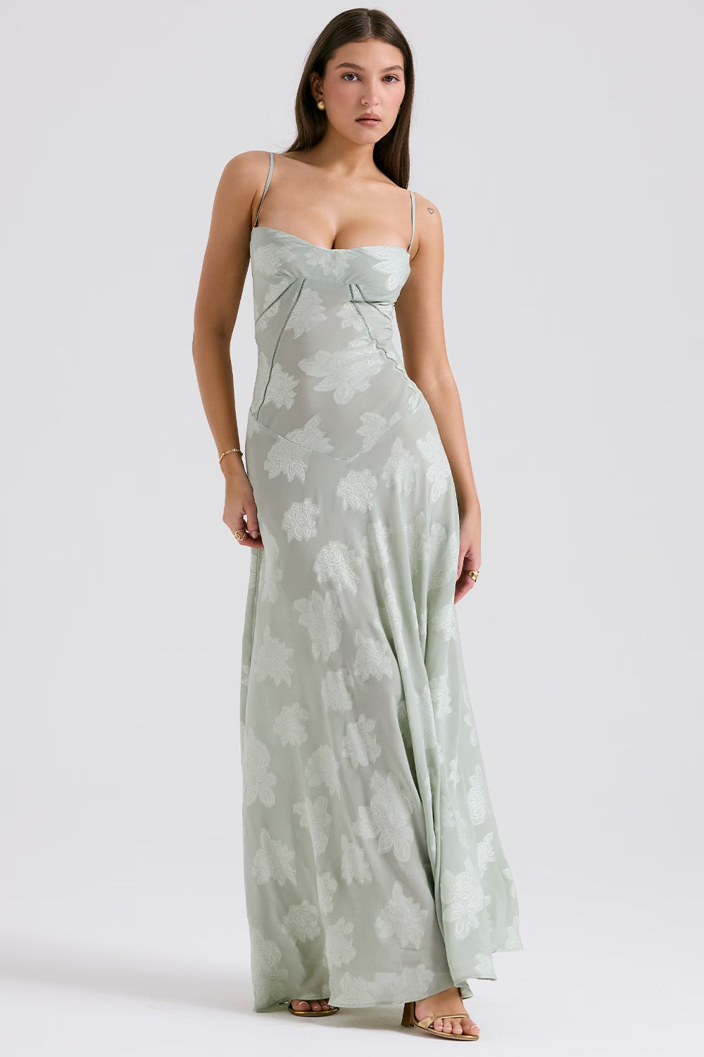 Adelaide - Robe longue jacquard à fines bretelles