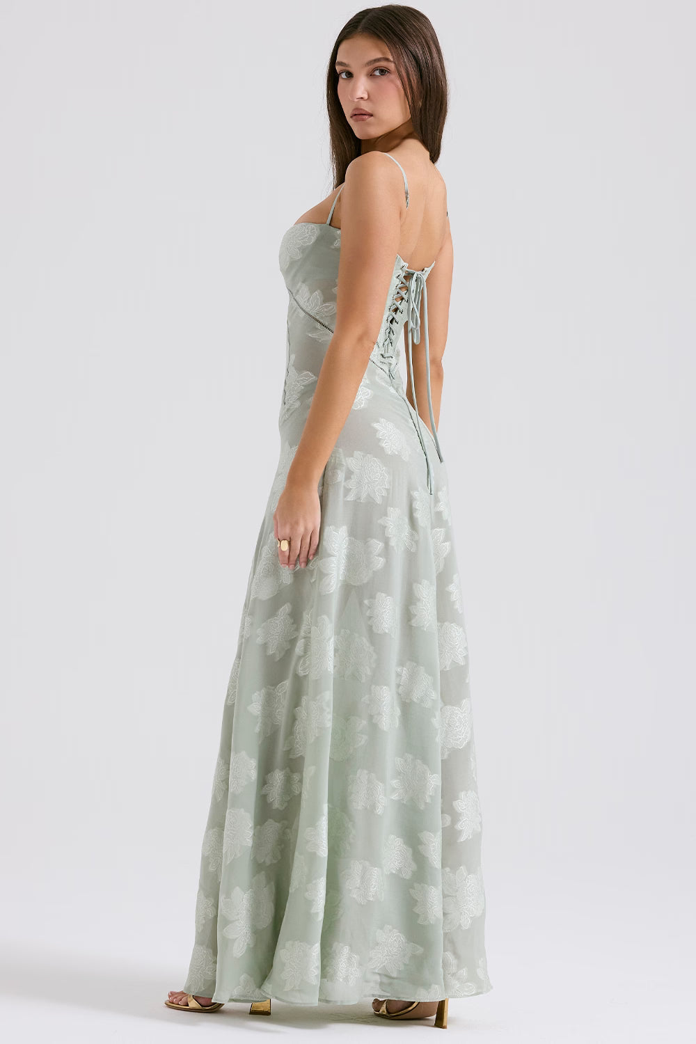 Adelaide - Robe longue jacquard à fines bretelles
