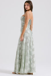 Adelaide - Robe longue jacquard à fines bretelles