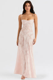 Adelaide - Robe longue jacquard à fines bretelles