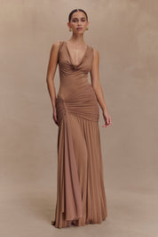 Dania - Robe longue moulante avec encolure drapée