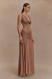 Dania - Robe longue moulante avec encolure drapée