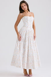 Cielle - Robe midi à fleurs avec corset