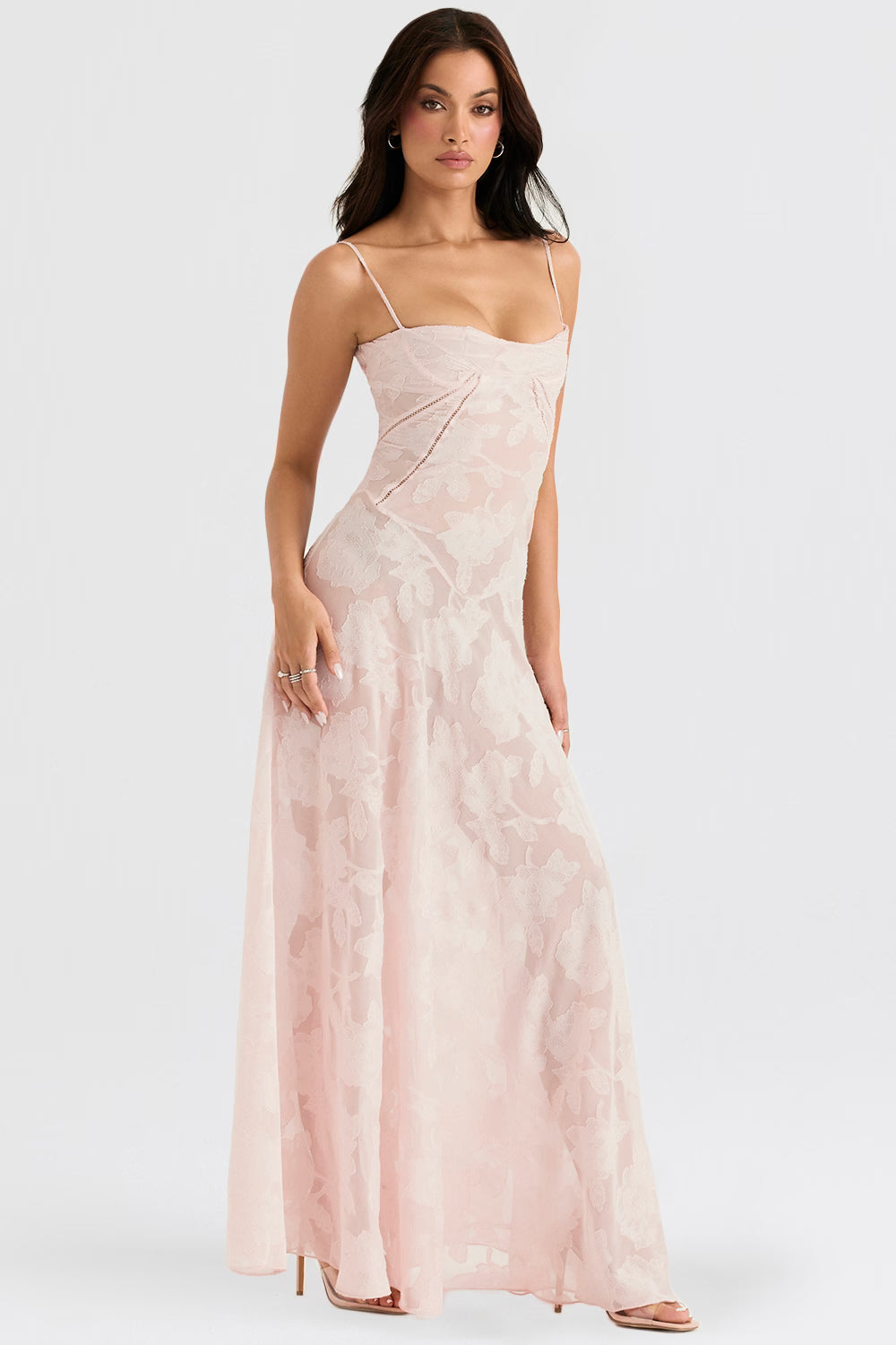 Adelaide - Robe longue jacquard à fines bretelles
