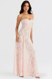 Adelaide - Robe longue jacquard à fines bretelles