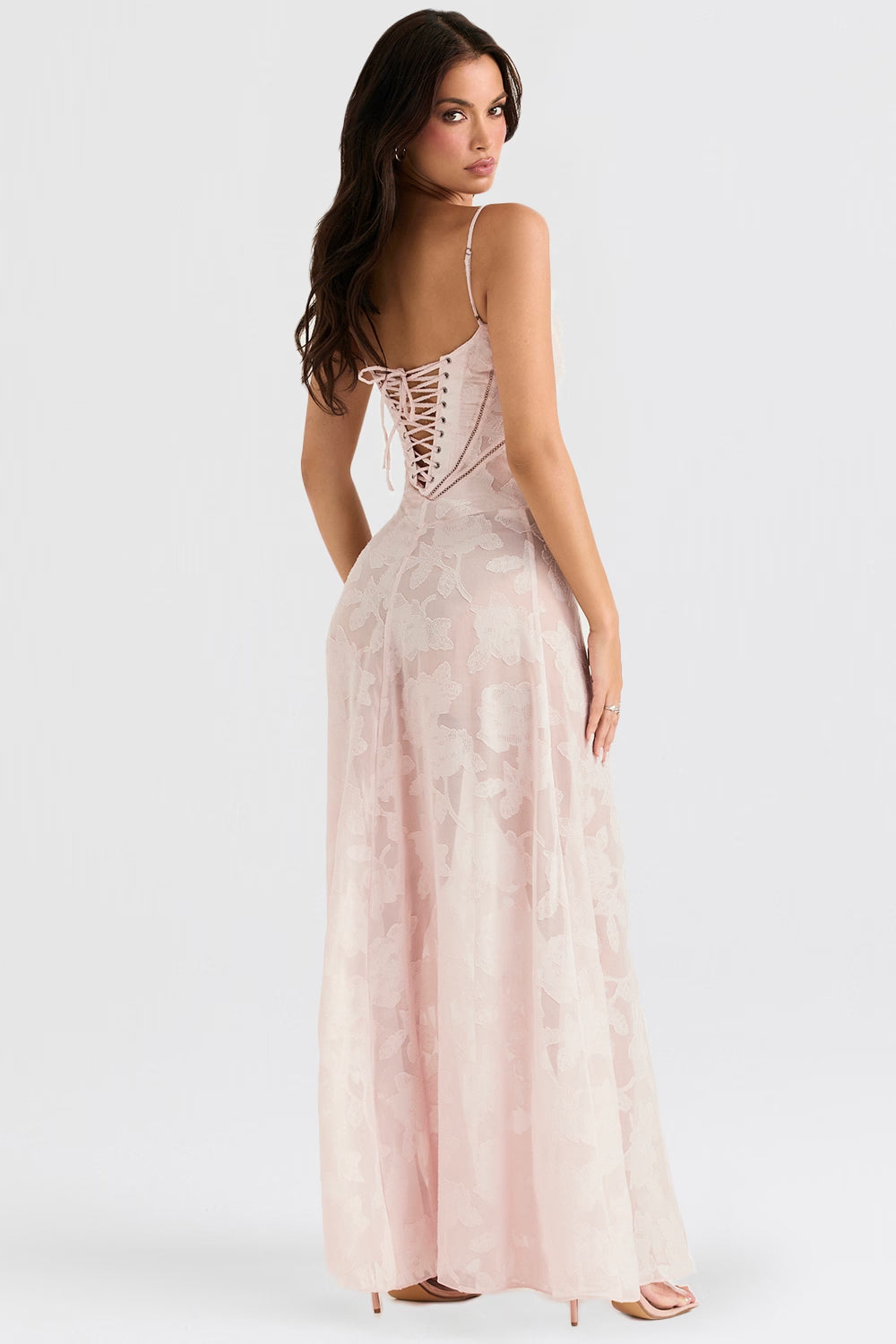 Adelaide - Robe longue jacquard à fines bretelles