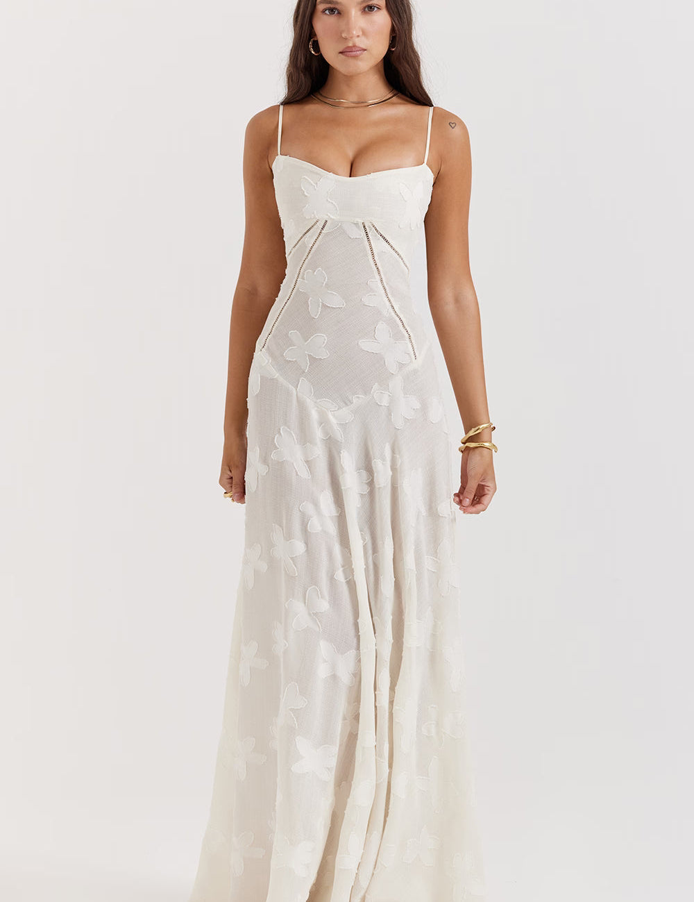 Adelaide - Robe longue jacquard à fines bretelles