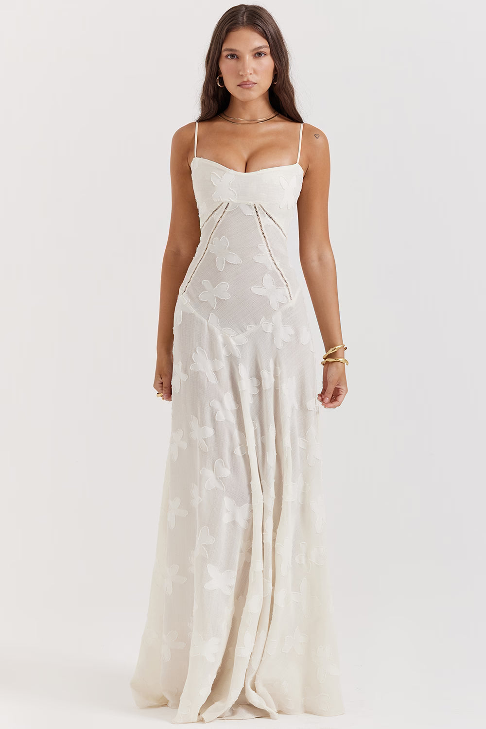 Adelaide - Robe longue jacquard à fines bretelles