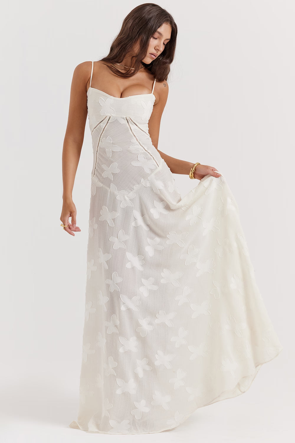 Adelaide - Robe longue jacquard à fines bretelles