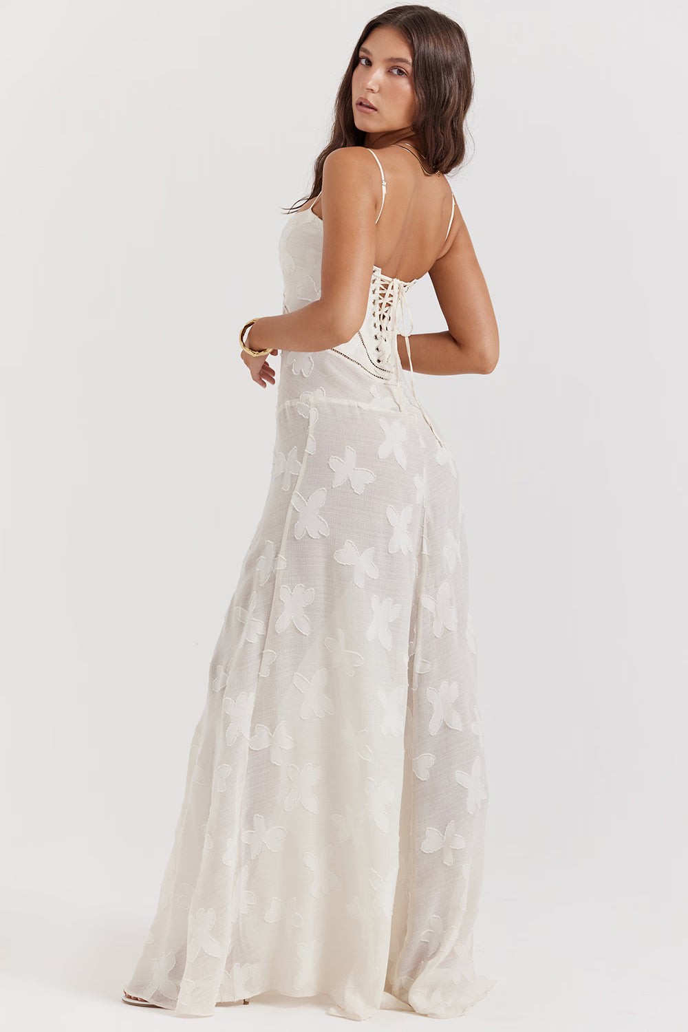 Adelaide - Robe longue jacquard à fines bretelles