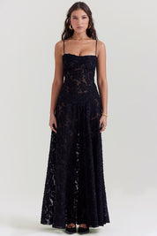 Adelaide - Robe longue jacquard à fines bretelles