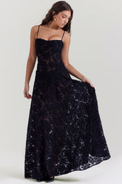 Adelaide - Robe longue jacquard à fines bretelles