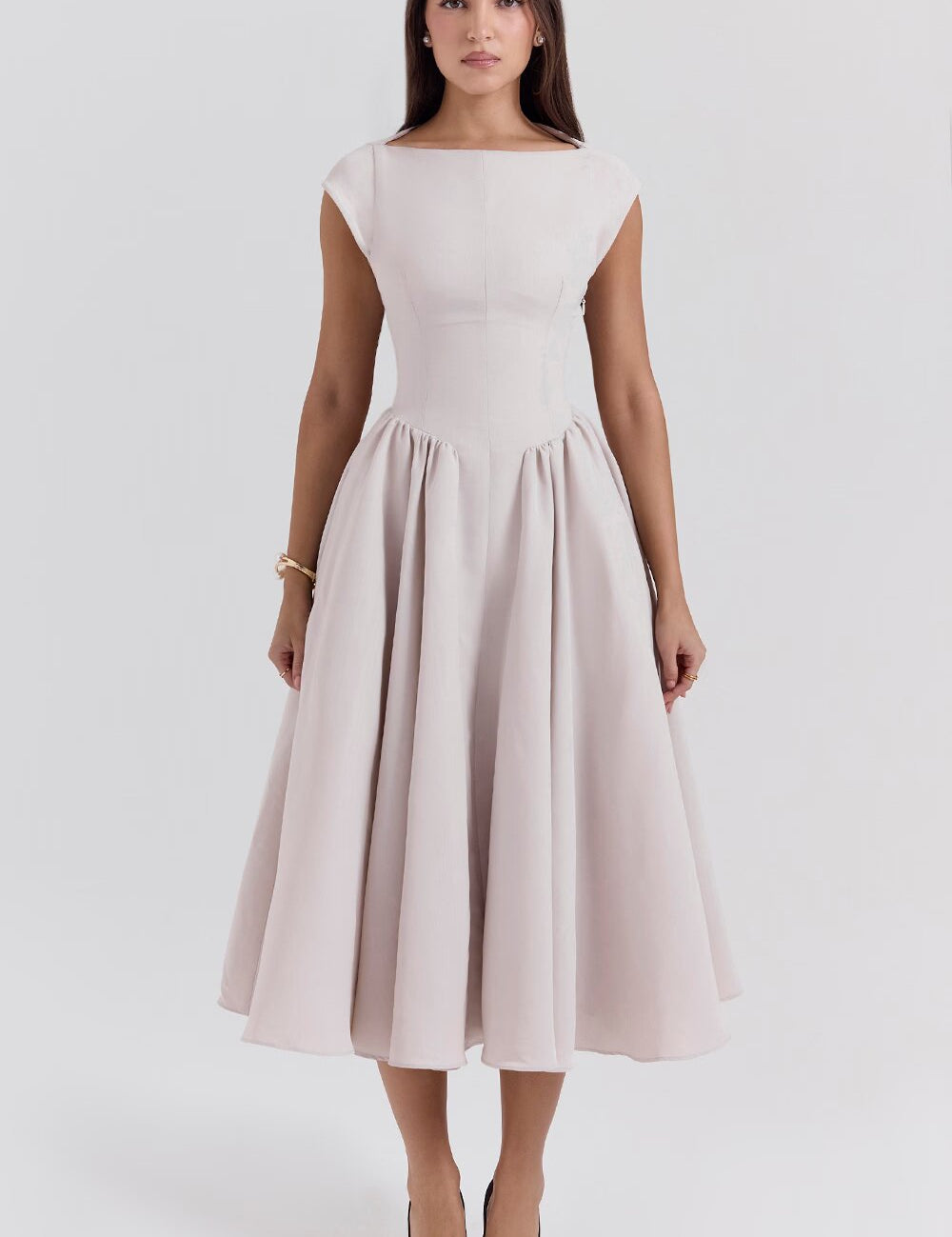 Stella - Robe midi structurée évasée