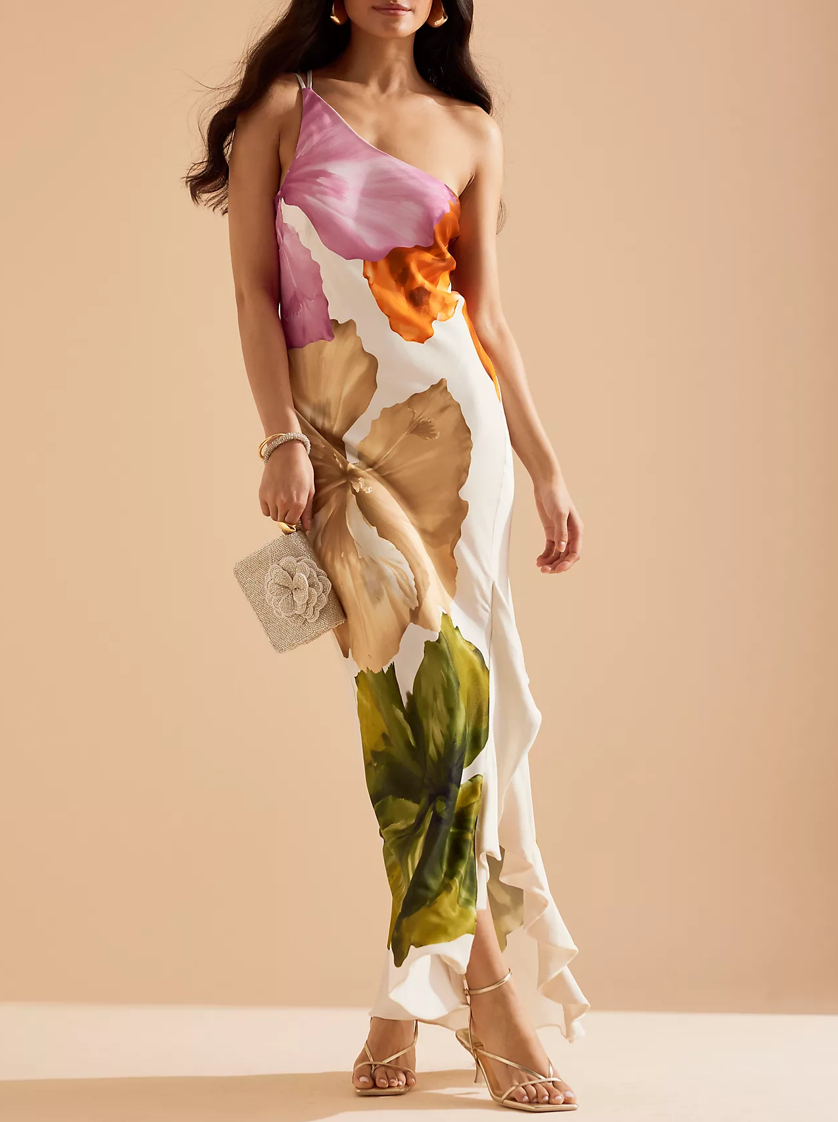 Aurora - Maxi symétrique floral satiné