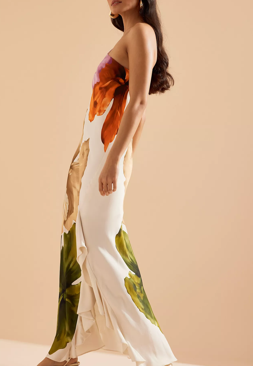Aurora - Maxi symétrique floral satiné