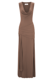 Dania - Robe longue moulante avec encolure drapée