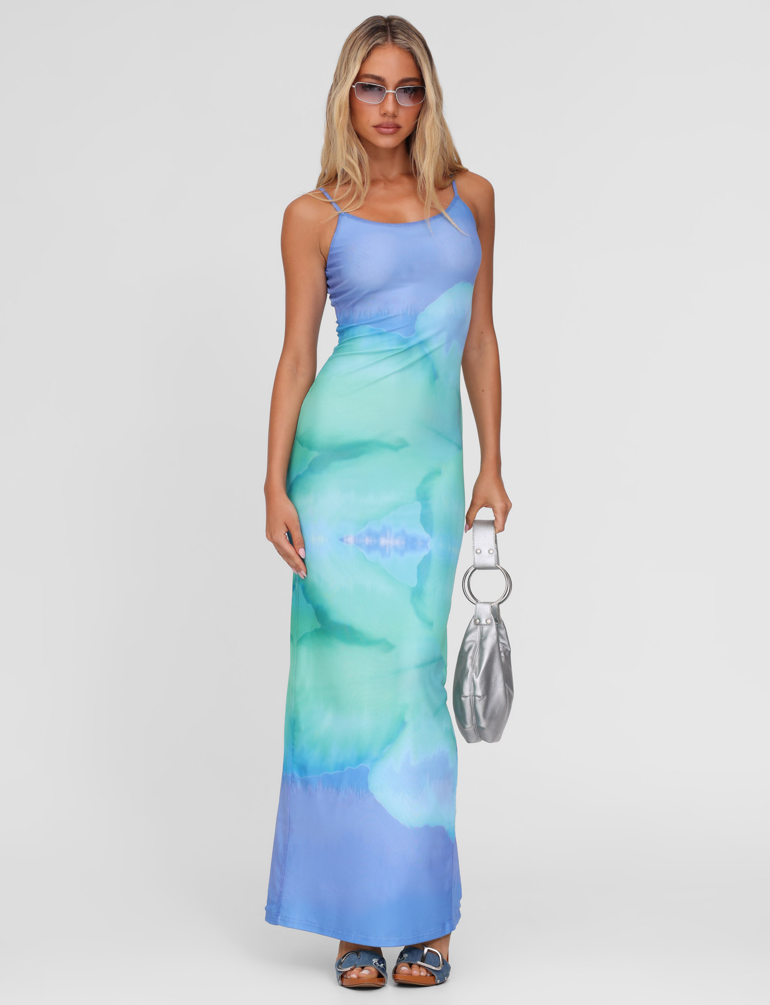 Ardon - Robe longue en maille blue
