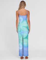 Ardon - Robe longue en maille blue