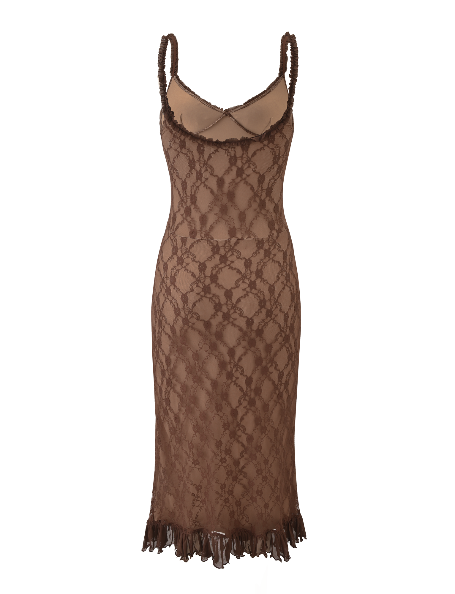Deja - Robe midi en dentelle marron
