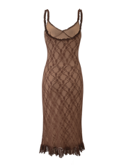Deja - Robe midi en dentelle marron