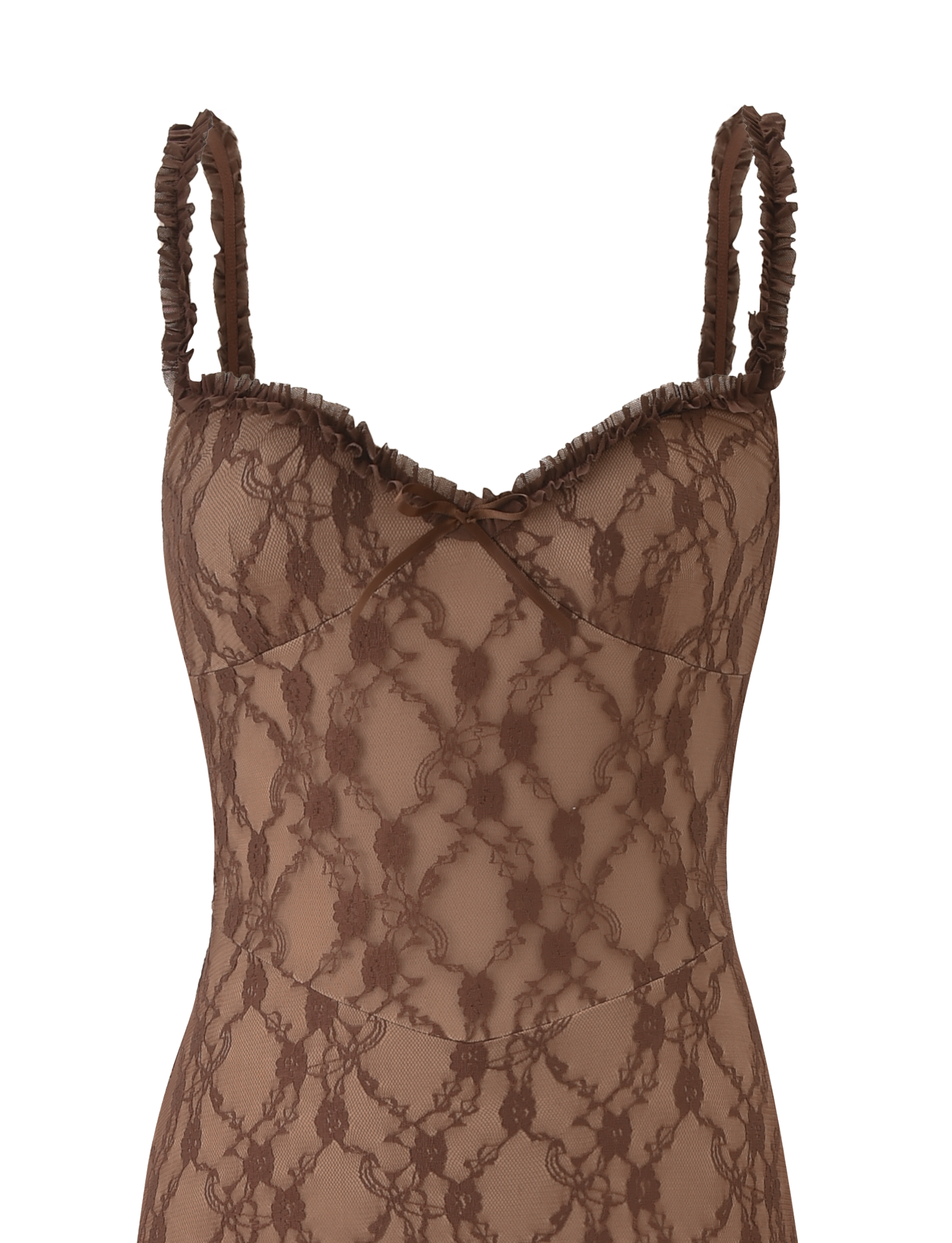 Deja - Robe midi en dentelle marron
