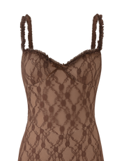 Deja - Robe midi en dentelle marron