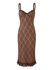 Deja - Robe midi en dentelle marron