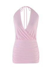 Anabelle - Mini-robe dos nu croisée rose pâle