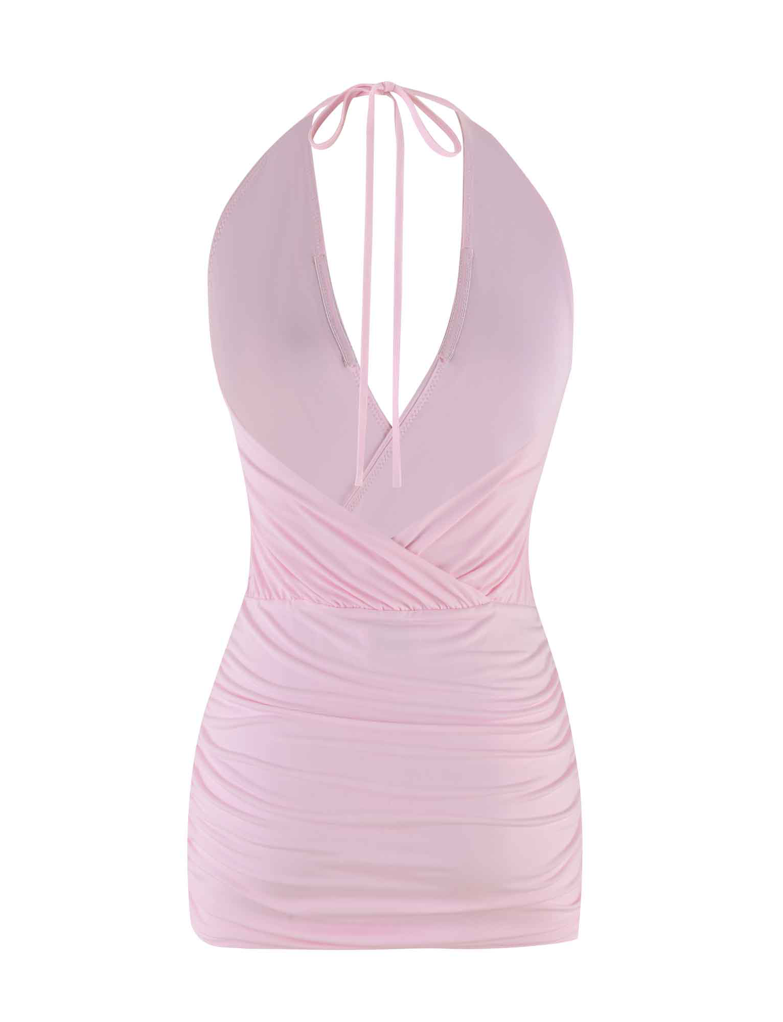 Anabelle - Mini-robe dos nu croisée rose pâle