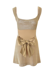Zita - Mini-robe dorée avec nœud