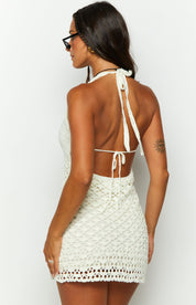 Tulip - Mini-robe en crochet crème