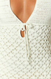Tulip - Mini-robe en crochet crème