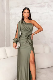Milani - Robe longue asymétrique en satin