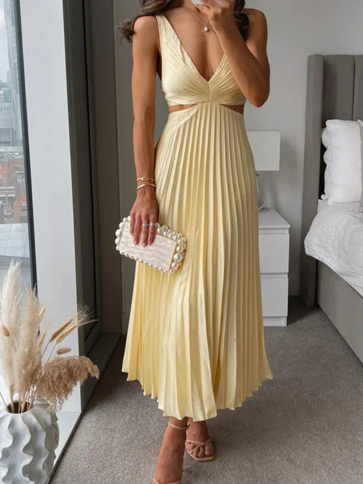 Selene - Robe midi plissée