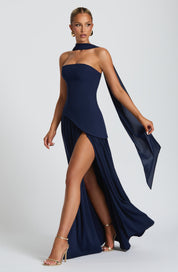Maliyah - Robe longue bleu marine