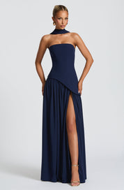 Maliyah - Robe longue bleu marine