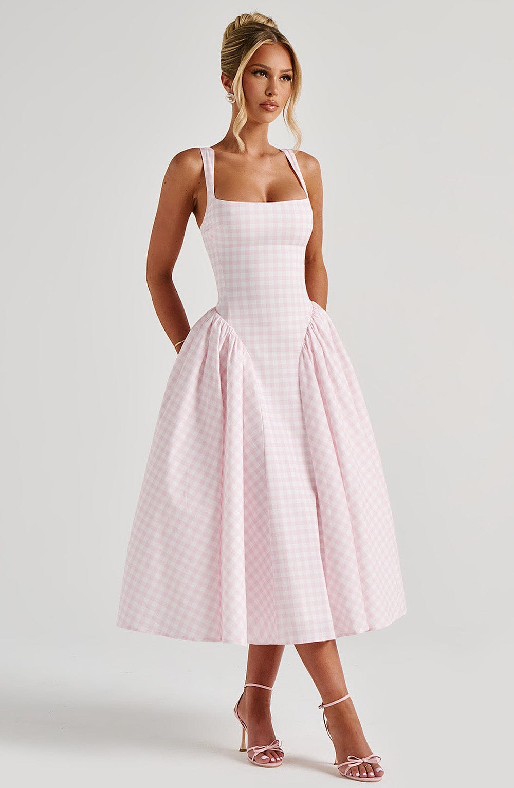 Sherrie - Robe midi vichy blush