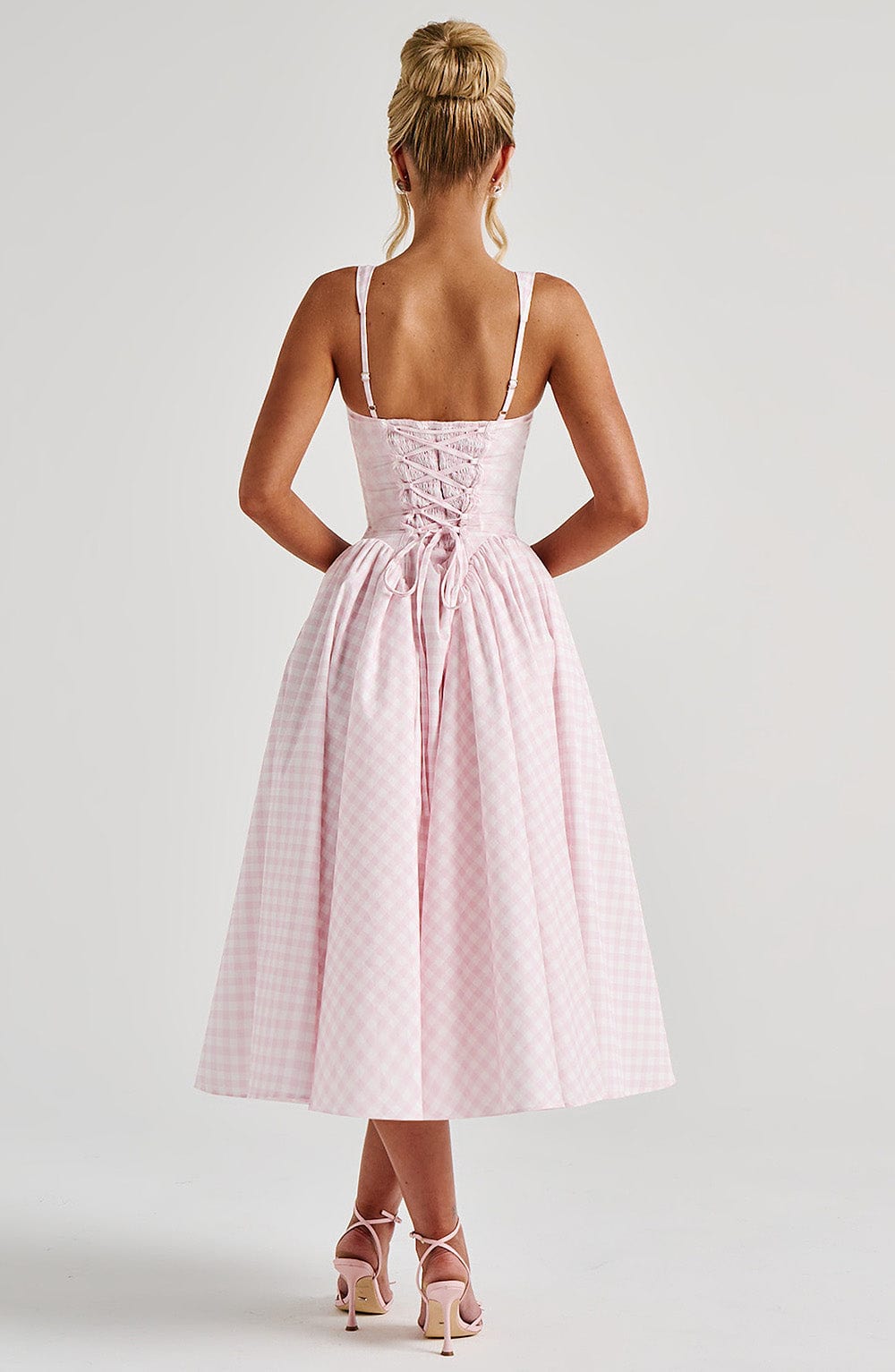 Sherrie - Robe midi vichy blush