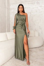 Milani - Robe longue asymétrique en satin