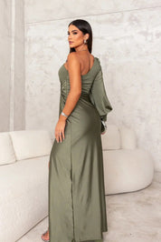 Milani - Robe longue asymétrique en satin